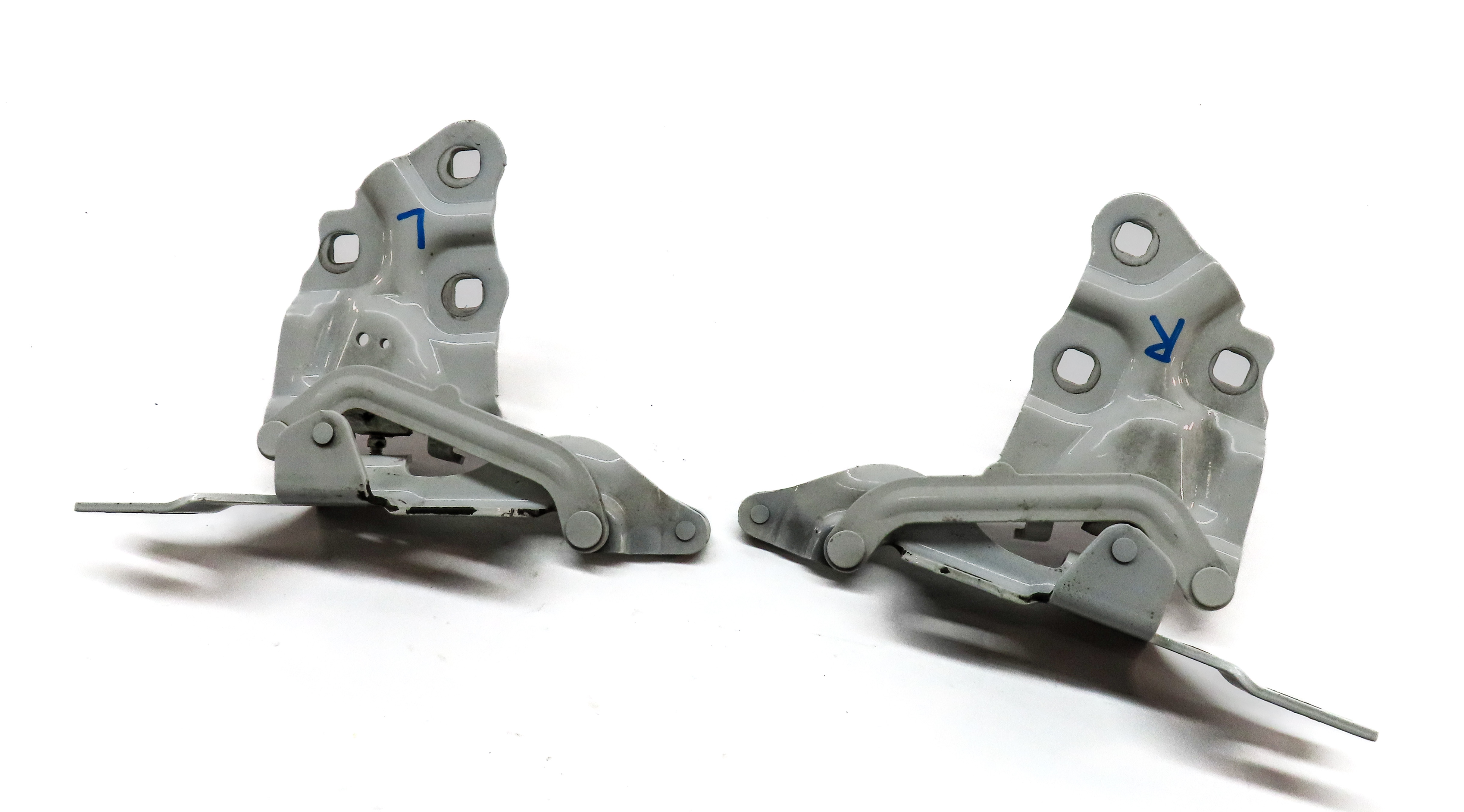 2011-2018 BMW X3 X4 (F25 F26) FRONT LEFT & RIGHT HOOD HINGE SET 2 (White) — exact item pictured